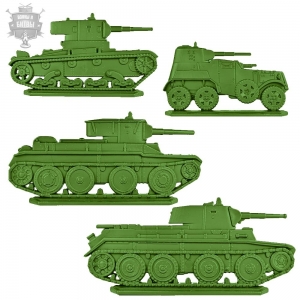 Т-26, БА-10 и БТ-7, БТ-5 (радийный). Пластик 40 мм Хаки